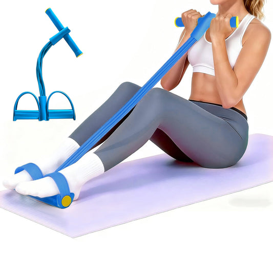 6 Tube Resistance Band Ankle Puller Foot Pedal Fitness Exercise Rope-blue