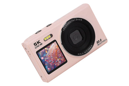 Dual Screen Digital Camera Point and Shoot Selfie Camera with Fill Light-Pink