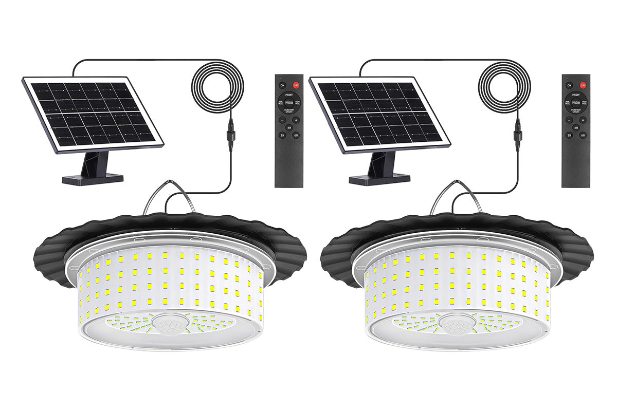 2Pcs 224-LED Solar Pendant Light with Moving Sensor Solar Light for Shed Camping Patio Tent