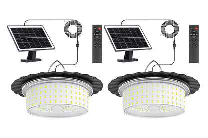 2Pcs 224-LED Solar Pendant Light with Moving Sensor Solar Light for Shed Camping Patio Tent
