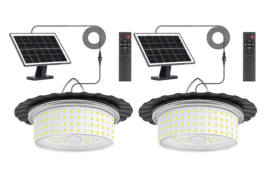 2Pcs 224-LED Solar Pendant Light with Moving Sensor Solar Light for Shed Camping Patio Tent