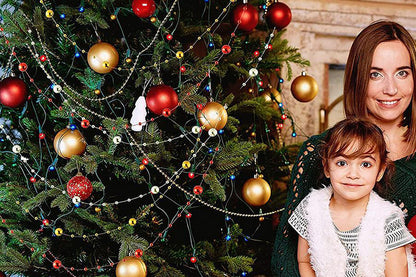 2Pcs DIY Decor Christmas Tree Artificial Pearls Chain Plastic Bead Roll String-Silver