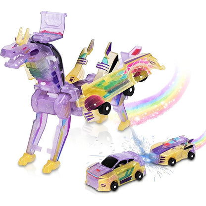 Collision Dinosaur Car Toy Magnetized Vehicles Transform into Dinosaurs for Kids Purple