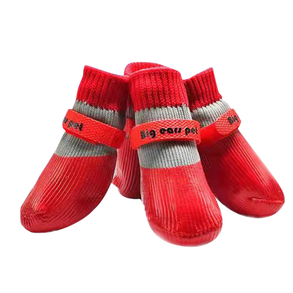 Waterproof Anti Slip Pet Shoes with Rubber Sole for Indoor and Outdoor Use Red