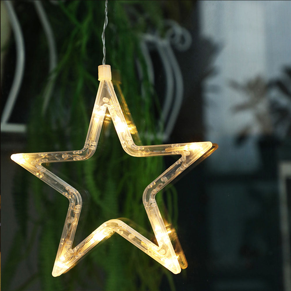 4PCS Christmas String Lights Hanging Window Indoor Outdoor Lights with Suction Cup for Xmas Party Decoration -Star