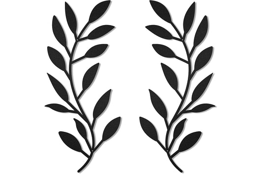 Vintage Wall Decor Metal Vase Tree Leaf Wall Art for Living Room Hallway Bedroom -Black Leaf Wall Art