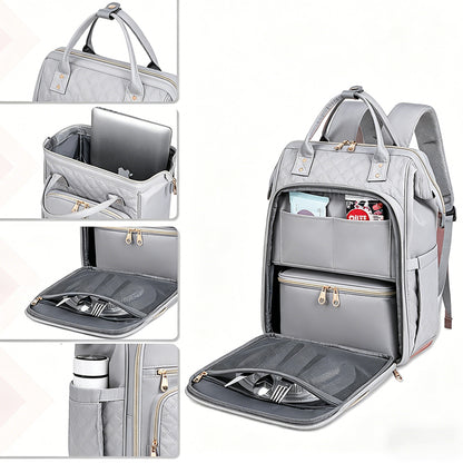 2-in-1 Lunch Backpack For Women Laptop Backpacks Travel Backpacks-Grey