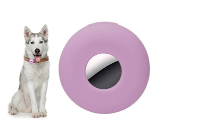 Dog Collar Anti-Lost Silicone Tracker Protective Case Cover Compatible With Apple Airtag-Purple