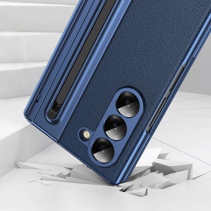 Phone Case for Samsung Z Fold 7 with Pen Holder Full Coverage Hinge Protection-Blue