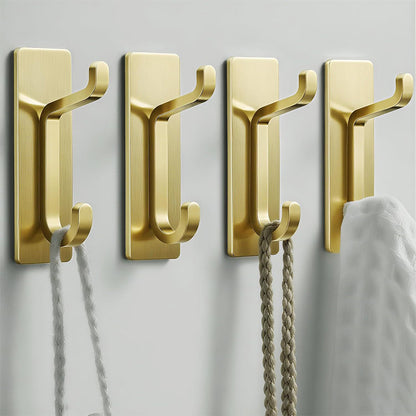 4 Piece Stainless Steel Double Adhesive Hooks - Gold