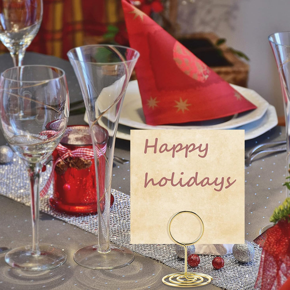 30Pcs Set Table Number Holders Place Card Name Menu Clips Table Sign Holders for Wedding Party Gold