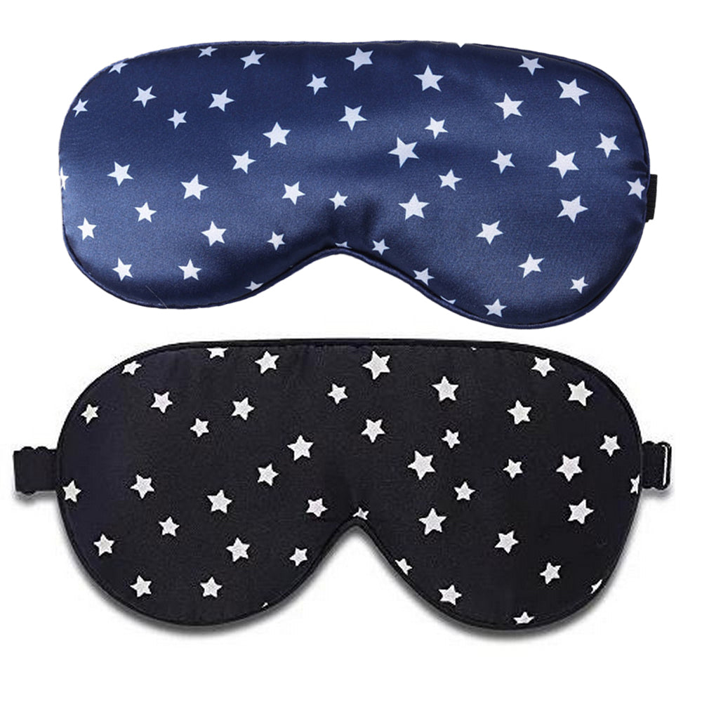 2pcs Silk Travel Sleeping Mask Pure Mulberry with Adjustable Strap Silk Eyepatch Mask -Black and Navy