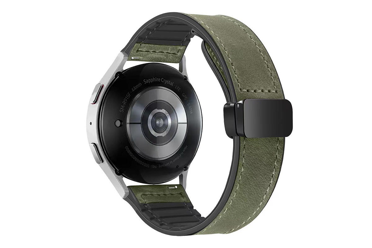 Attractive Leather Watch Band Genuine Leather Strap For Samsung Huawe-Dark Green