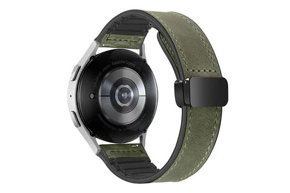 Attractive Leather Watch Band Genuine Leather Strap For Samsung Huawe-Dark Green
