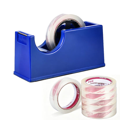 Heavy Duty Cello Tape Dispenser with 6 Roll Clear Tape-Blue