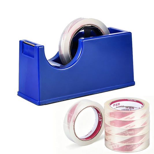 Heavy Duty Cello Tape Dispenser with 6 Roll Clear Tape-Blue