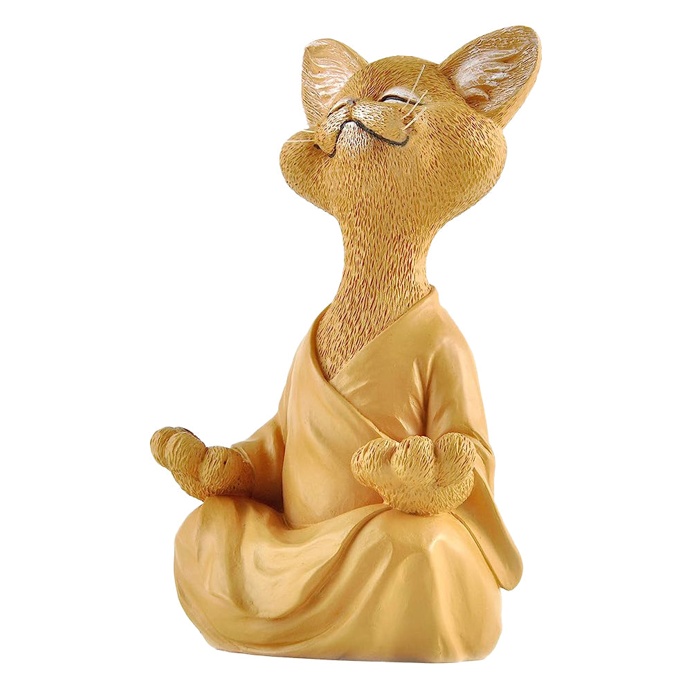 Whimsical Cat Buddha Figurine Meditation Yoga Decor Crafts Gifts 18cm-Orange