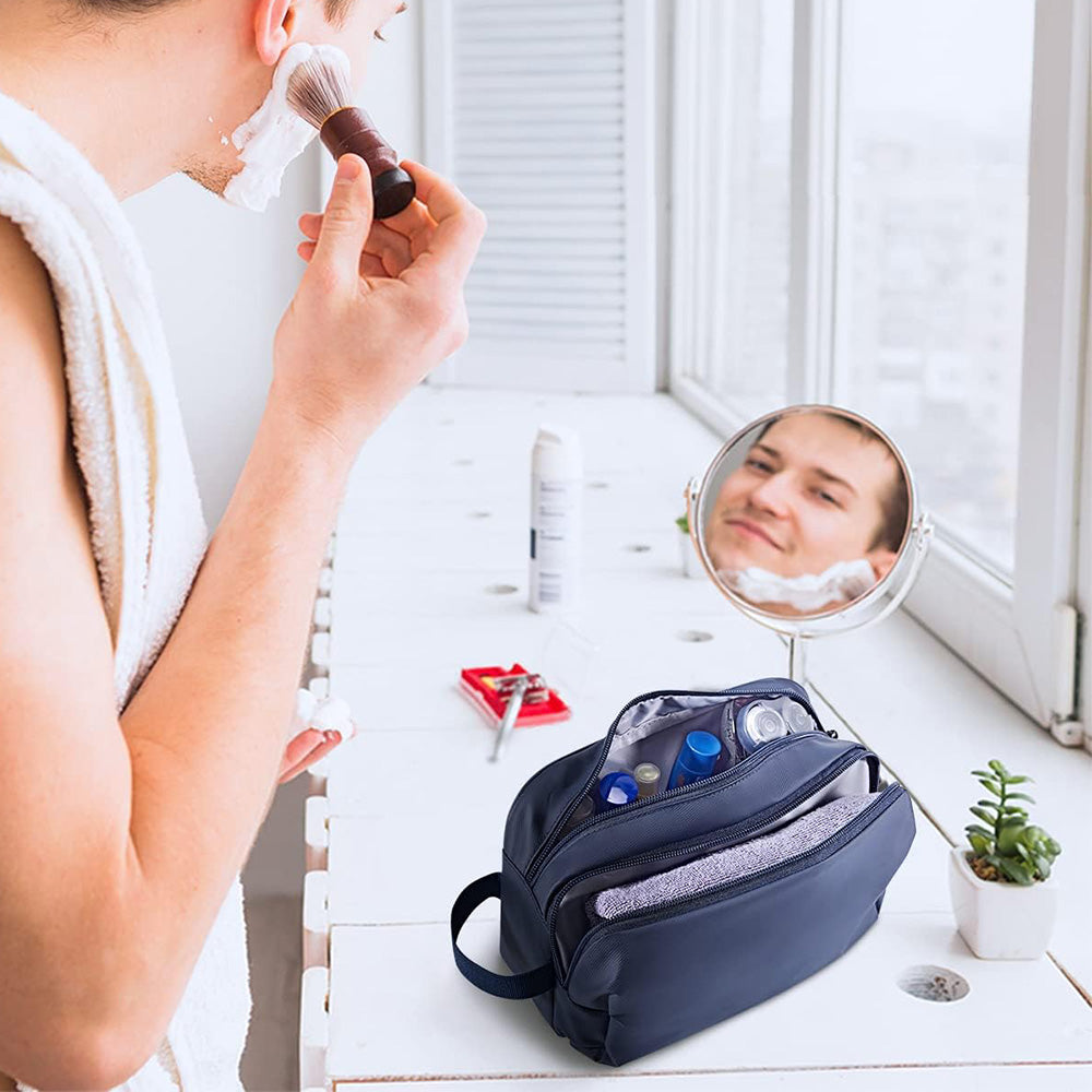 Travel Toiletry Bag Shaving Organizer for Men Women Navy Blue