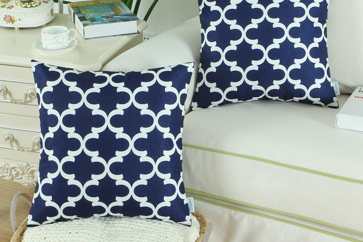 2Pcs 45X45CM Linen Geometric Throw Pillow Cushion Cover ST2