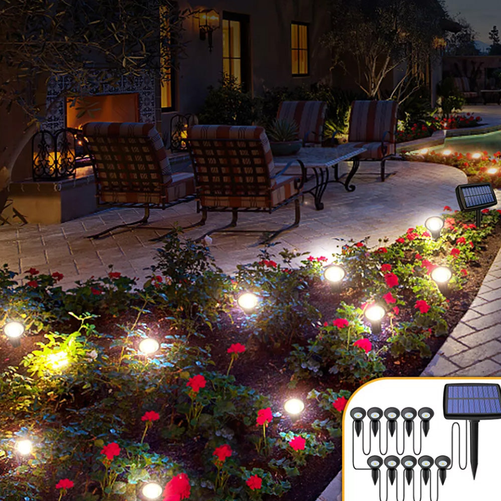 10-in-1 Solar Spot Light Outdoor Waterproof LED Garden Lawn Landscape Path Lamp Warm White