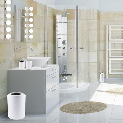 6 Piece Bathroom Accessories Set Soap Dish Soap Dispenser Toothbrush Holder Toilet Brush Trash Bin-White