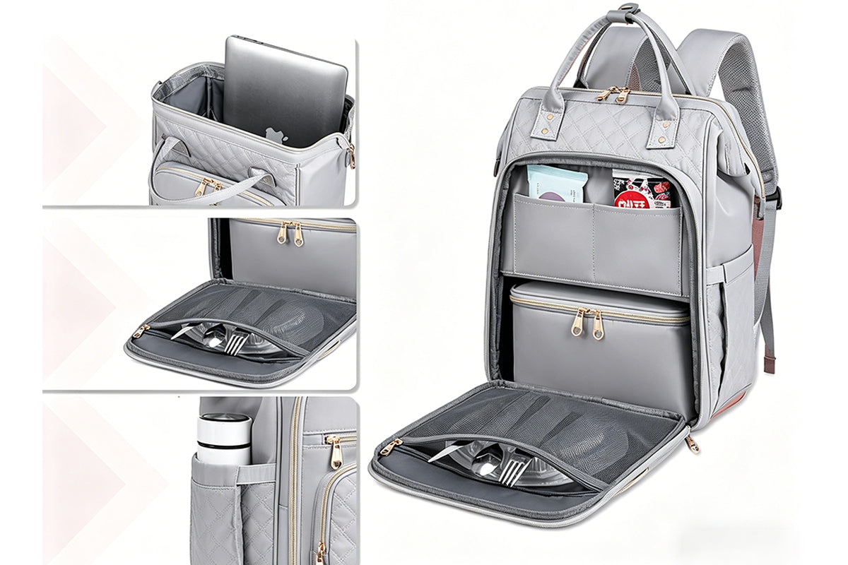 2-in-1 Laptop Lunch Backpack - Grey
