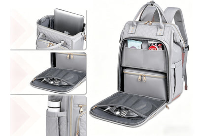2-in-1 Laptop Lunch Backpack - Grey