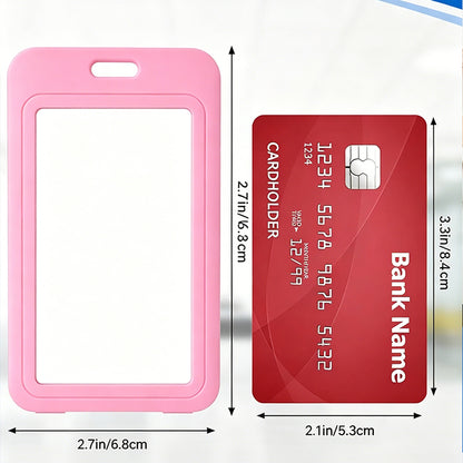 2Pcs Retractable Badge Holder with Lanyard for ID Cards-Pink