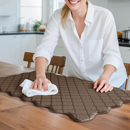 2Pcs PVC Kitchen Mat Set-Brown