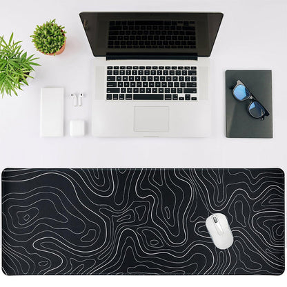 Gaming Mousepad Anti-Slip Mouse Pad Topographic Line Mouse Mat for Home and Office Black