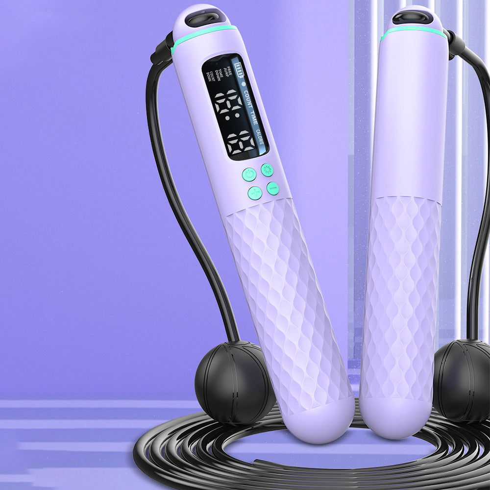Smart Digital Jump Rope Set Accurately Skipping Rope Weighted Exercise Rope for Fitness Training Purple