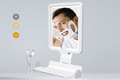 Lighted Shower Mirror Fogless for Shaving 3 Color Modes Dimming Shower Mirror-White