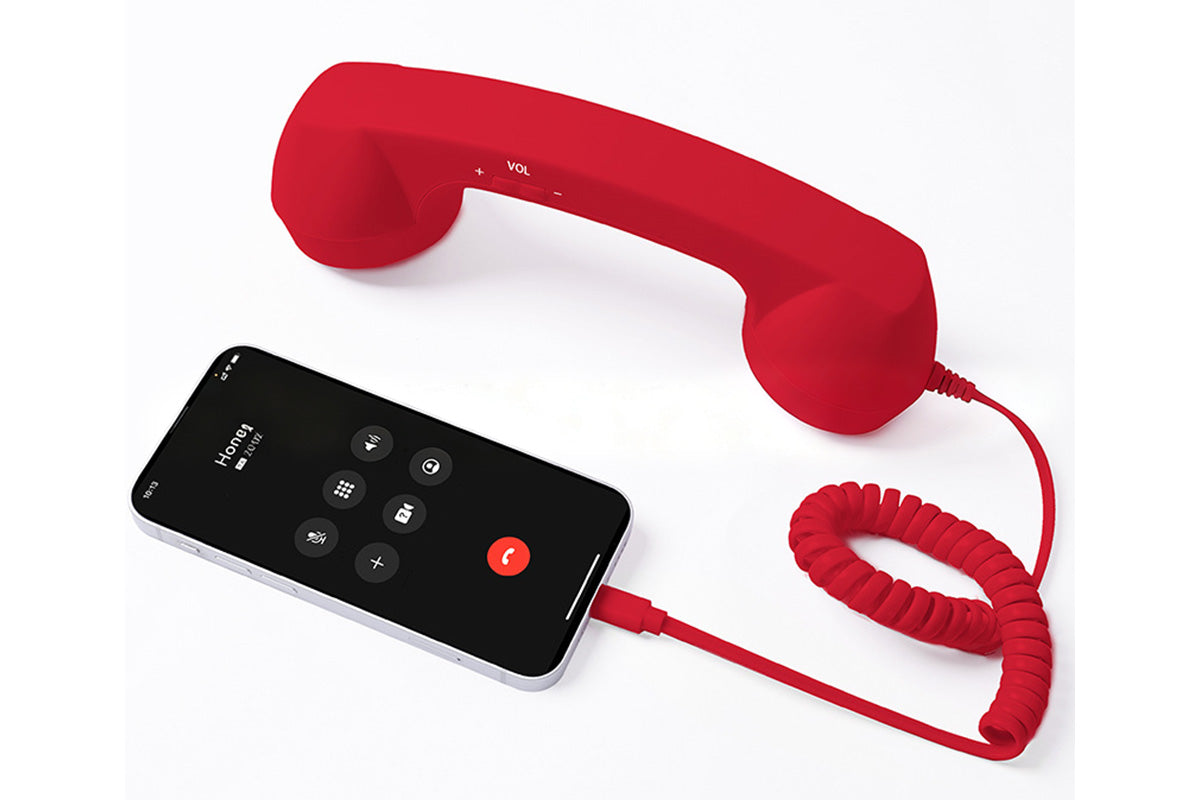 Retro Wired Handheld Telephone Handset - Red