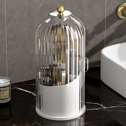 Sliding Lid Organizer 180 Degree Rotating Toothbrush Holder for Bathroom Counter-White