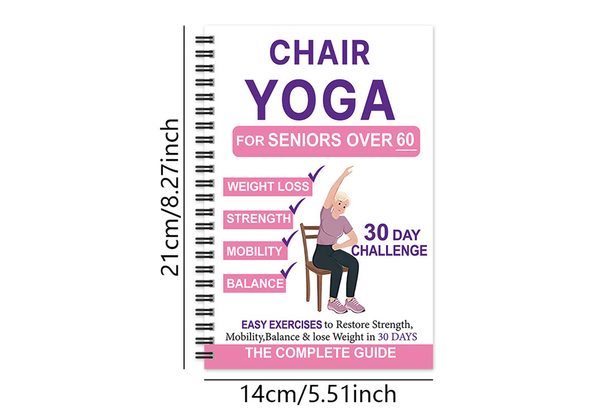 Chair Yoga Notebook for Seniors Wellness Exercises - White
