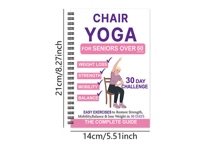 Chair Yoga Notebook for Seniors Wellness Exercises - White