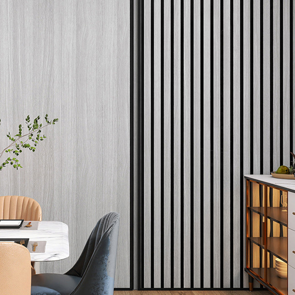 Self Adhesive PVC Slat Wall Panel with Faux Engineered Wood Grain - Silver