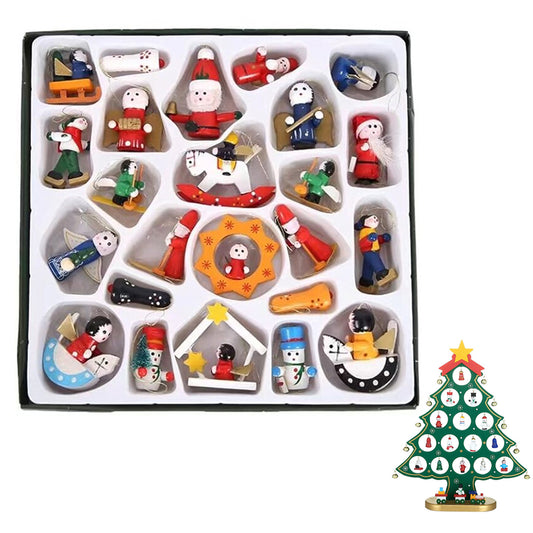 Tabletop Wooden Christmas Tree Decoration 24 Days Countdown Blind Box for Xmas Party Decor-Style 2