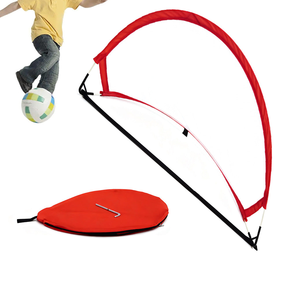 Portable Pop-Up Soccer Goal Set with 3 Ground Pegs and Carry Storage Bag Red