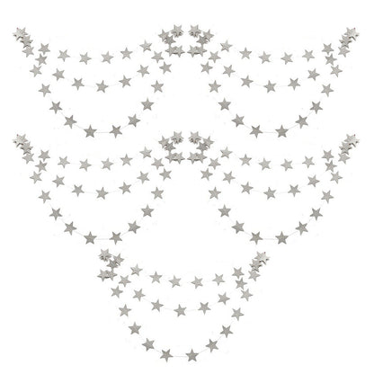 5 Pack 4m Thick Paper Star Garland Bunting Banners for Parties - Silver