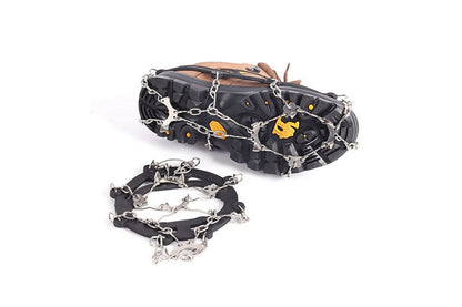 Traction Cleats Ice Snow Grips with 10 Stainless Steel Spikes - Black