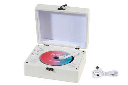 Retro Suitcase CD Player Bluetooth Vintage Desktop CD Player with Speaker-Beige