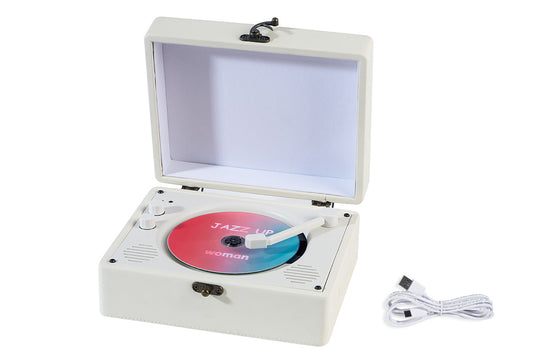 Retro Suitcase CD Player Bluetooth Vintage Desktop CD Player with Speaker-Beige