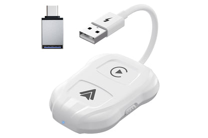 2 in1 Wireless Carplay Adapter USB Type-C Bluetooth Dongle for iPhone Android Auto -White