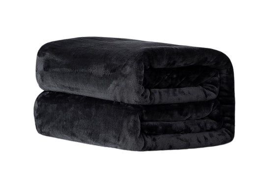 Soft Cozy Mink Feel Flannel Throw Blanket - Black