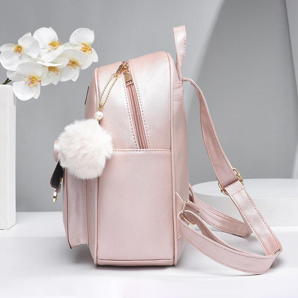 3 Pcs Set PU Bags Backpack Purse Sling Bag for Women Pink