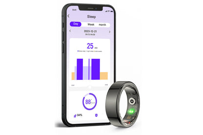 Smart Health Ring Heart Rate Blood Oxygen Sleep Tracker Black