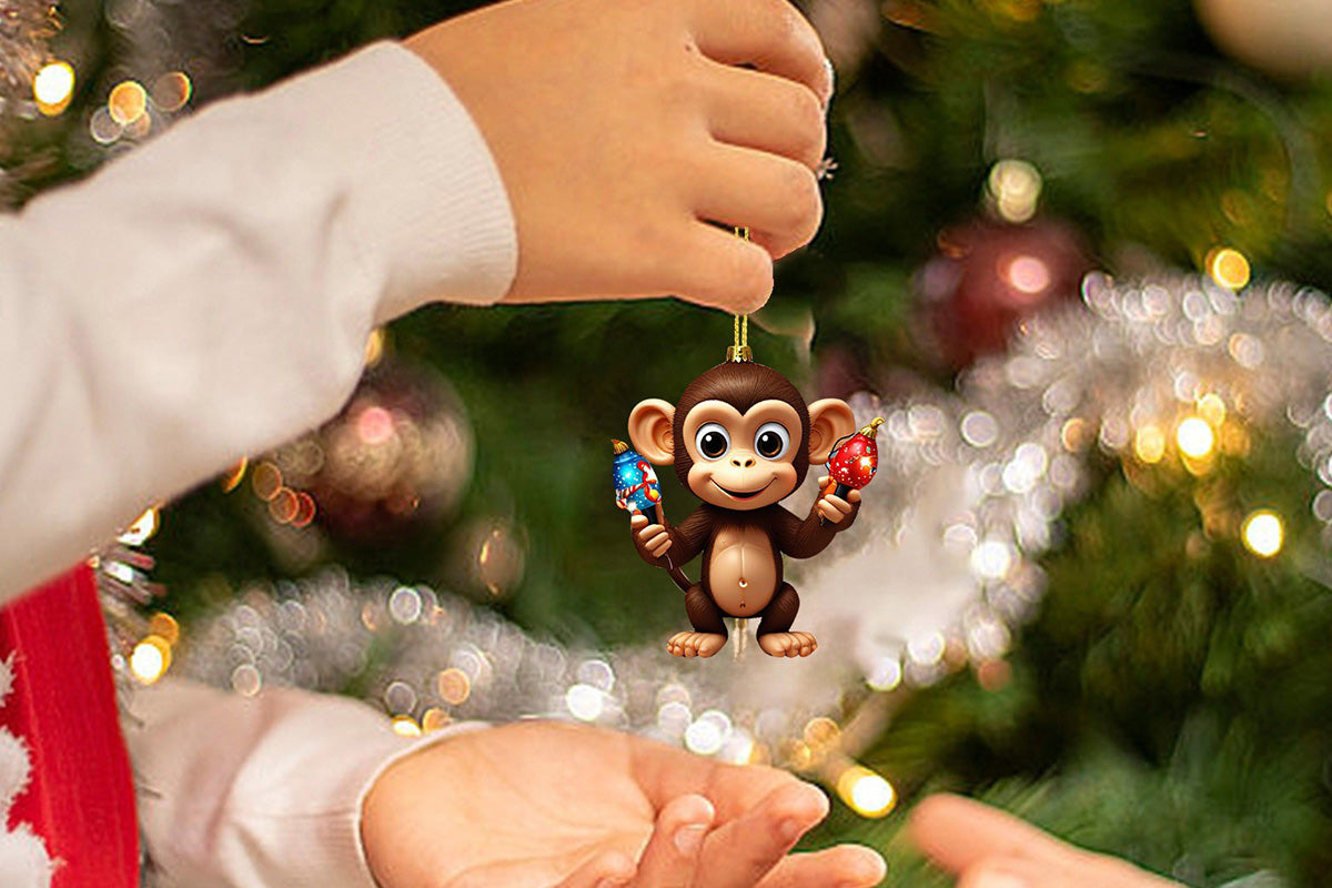 2025 Advent Countdown Calendar Monkey Christmas Hanging Ornaments -Twin Monkeys