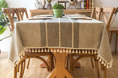 Square Linen Fabric Table Cloth-Washable With Dust-Proof Wrinkle Resistant Table Cover-Light Khaki