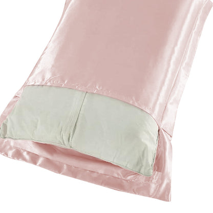 48x74cm Smooth Satin Pillowcase Solid Color Soft Bedding Pillow Cover Pink